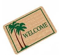 Welcome Palm Tree Paillasson d'intérieur et d'extérieur pour entrée, intérieur et extérieur, 60 x 90 cm, marron et vert