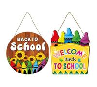 Welcome School Sign - Crayon Door Sign School Board Wood