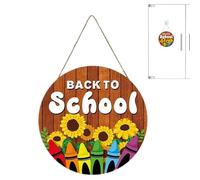 Welcome Sign, Classroom Decor, Wooden Wall Board, 1 Piece, Bright Educational Design and Hanging Cord, Cheerful Welcome Display for Teachers Students Kindergarten Elementary Indoor Outdoor