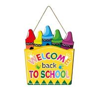 Welcome Sign Classroom, Decorative School Banner, 9.84 X 11.81in Wooden Greeting Board, Colorful Printed Design, Reusable Party Decor for Kindergarten, Elementary, Teacher Desk, Indoor