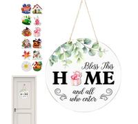 Welcome Sign Front Door - Interchangeable Decor, Home Sign | Hanging Porch Entryway, Outdoor Wall Decoration Seasonal Accents, All Seasons Personalized Wood Hanging Board With Magnetic Holiday Pieces
