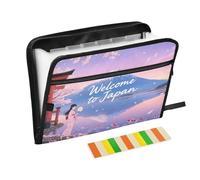 Welcome to Japan Scenery Culture File Jackets 13 poches Format A4 avec fermeture éclair pour dossiers Vestes