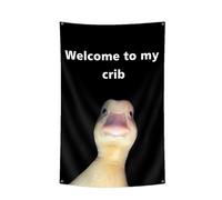 Welcome To My Crib Duck Flag - Polyester 60 x 90 cm 90 x 150 cm | Funny Hangable Duck Flag With Brass Grommets, Bedroom Decorations Home Decor | Intérieur Outdoor Backdrop For College Dorm Party Wall