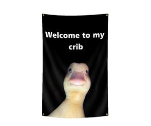 Welcome To My Crib Duck Flag - Polyester 60 x 90 cm 90 x 150 cm | Funny Hangable Duck Flag With Brass Grommets, Bedroom Decorations Home Decor | Intérieur Outdoor Backdrop For College Dorm Party Wall