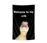 Welcome To My Crib Duck Tapestry - Polyester | Fun Room Decor For Men Boys And Teens | Brass Loops Easy Hanging For Home Bedroom Dorm Outdoor Party Decoration