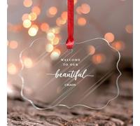Welcome to Our Beautiful Chaos Ornament Keepsake Inspirational Heart Warming Citation Vitrail Fenêtre Hangings Keepsake Home Decor or Garden Decoration Hanging Clear Round Ornament Pendentif Cadeau