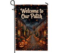 Welcome To Our Patch Drapeau de jardin Halloween Citrouilles 30,5 x 45,7 cm