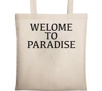 Welcome to Paradise Sac fourre-tout en coton naturel écologique Beige