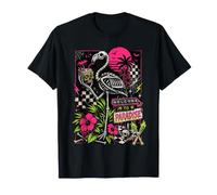Welcome to Paradise Squelette Rétro Flamant Rose Crâne Gothique T-Shirt