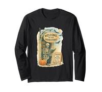 Welcome to The Bookstore Spooky Skeleton Halloween Manche Longue