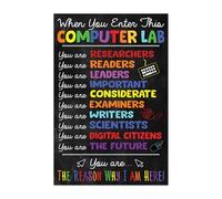 Welcome to the Computer Lab Sign - Poster with Essential Keyboard Shortcuts, Technology Classroom Decor(Unframed,12x18inch(30x45cm))