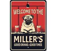 Welcome To The Family Name Good Drinks Pug Bar Sign