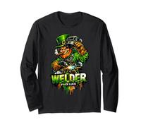 Welder Leprechaun | Guy Man, Le Gars de la Chance Irlandais de Saint-Patrick Manche Longue