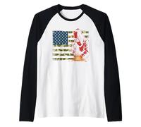 Welder T-Shirt Motif Drapeau américain Motif Camouflage Manche Raglan