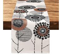 Weldomcor Chemin de Table Nappe Lavable Floral Plantes Chemin de Table Moderne Printemps Eté Décoratif Chemin de Table Vintage pour Salle à Manger Cuisine Ferme, 32x180cm