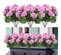 Weldomcor Lot de 3 Fleurs Artificielles de GéRanium en Soit avec Feuilles Mortes RéAlistes Balcon Fleurs Plantes Artificielle pour Jardin Maison Bureau FêTe Mariage Centre de Table, Violet et Rose