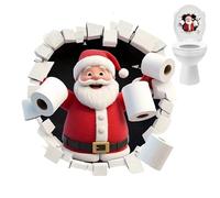 Weldphur Autocollants Muraux De Noël,Autocollants Drôles De Noël Autoadhésifs Illusion 3D - De Père Pour Mur Et Réservoir De Toilettes - Pour Intérieur Fenêtre Porte Maison Salle De