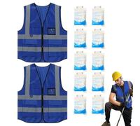 Weldphur Gilet Réfléchissant | 10 Poches 2 Pièces Avec Poche | Vêtement de Cyclisme pour Professionnels Chantier Entrepôt Logistique Électricien