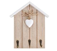 Weldphur mural Organisateur en bois en forme de maison avec 3 crochets | Râtelier à clés décoratif pour la maison, l'entrée, le porche, le couloir, la buanderie et un garage