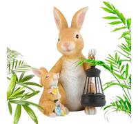Weldphur Statues de Jardin Solaires | Décoration de Pâques Lapin en Résine Étanche - Lumière Extérieure Solaire Décorative - pour Pelouse Terrasse Porche Allée Chemin Jardin Cadeau Nouveau Logement