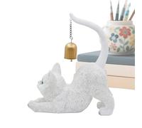 Weldphur Statuette de Chat en Étirement,Statue De Chat Décorative avec Clochette sur La Queue - Sculpture Animalière pour Jardin - pour Jardin Entrée Bureau Salon Balcon Intérieur