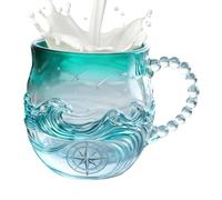 Weldphur Tasse À Vagues En Verre De Mer | 414 ml Récipient À Boire Soufflé À La Main,Tasses À Boire Pour La Maison - Pour Jus Boissons Lait Bureau Cuisine Salle À Manger Enseignants Étudiants Artistes