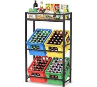 WELDUN Étagère pour 4 caisses à boissons avec étagère, en métal, à 2 niveaux, pour bière, fruits, légumes, eau, capacité de charge 300 kg