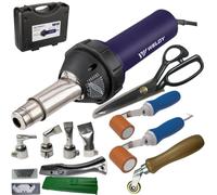 WELDY HT1600 Pistolet à Air Chaud Professionnel 1600W, Température Réglable 40-600℃, pour Soudure Membrane TPO/PVC, avec Buse de Soudure Standard