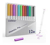 Welebar Lot de 12 marqueurs métalliques pour Cricut Maker 3/Maker 4/Explore 3/Explore 4/Air 2, 12 couleurs assorties, 1,0 stylo métallique à point moyen pour calligraphie et dessin
