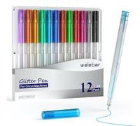 Welebar Lot de 12 stylos gel pailletés pour Cricut Maker 3/Maker 4/Explore 3/Explore 4/Air 2, lot de 12 couleurs assorties, 0,8 stylos à paillettes pour écriture et dessin, compatibles avec la machine