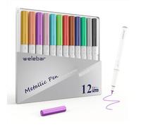 Welebar Lot de 12 stylos métalliques à pointe moyenne 1.0 pour Cricut Maker 3/Maker/Explore 3/Air 2/Air, marqueurs à encre métallique pour écrire, dessiner, invitations, enveloppes, loisirs créatifs