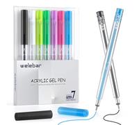 Welebar Lot de 7 stylos à bille à encre gel acrylique pour Cricut Maker 3/Maker 4/Explore 3/Explore 4/Air 2, 0,8 mm pour papier clair et noir