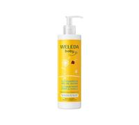 WELEDA Bio Calendula Baby XL Lotion lavante et shampooing végétalien - Cosmétique naturel Gel douche pour soins de la peau/soin des cheveux des nouveau-nés Soin bébé Douche pour peaux sensibles Doux