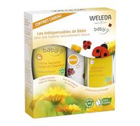 WELEDA - Coffret Bébé - Crème pour Change & Crème Lavante Corps et Cheveux - Peau Douce & Soin Naturel NATRUE - 75 ml + 200 ml - Cadeau Bébé