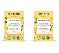 WELEDA - Douche végétale solide Gingembre & Petitgrain - Nettoie la peau grâce aux tensioactifs 100% d'origine naturelle - Mousse douce et crémeuse. - NATRUE* (Lot de 2)