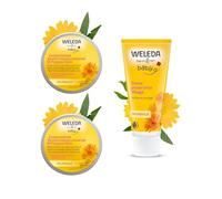 WELEDA - DUO rituel Douceur - Baume intense universel au calendula + Crème protectrice visage au calendula - Protection peau de bébé- contre irritations - Certifié Natrue *- Pot 25g et Tube 50 ml