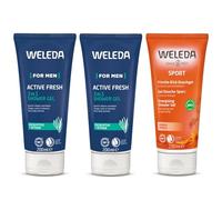 WELEDA - TRIO Active fresh - Gel Douche énergisant X2 + Gel Douche Sport à l'Arnica X1 - Vegan* - Certifié Natrue ** - Tube de 3 * 200 ml