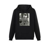 WELENAGA Men Long Sleeve Printed Hoodies Gary Cooper Hoody Sweatershirt Black L