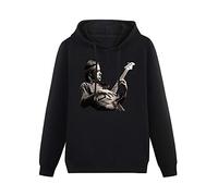 WELENAGA Men Long Sleeve Printed Hoodies Jaco Pastorius Jazz Cool Retro Hoody Sweatershirt Black S