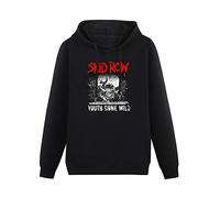 WELENAGA Men Long Sleeve Printed Hoodies Skid Row Youth Gone Wild Winged Skull Heavy Metal Band Album Hoody Sweatershirt Black XXL