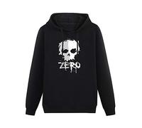 WELENAGA Men Long Sleeve Printed Hoodies Zero Skate Skull Hoody Sweatershirt Black S