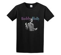 WELENAGA Men's Cool Buddy Holly T-Shirts Black L