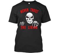WELENAGA Men's Never Trust The Living Halloween T-Shirts Black M