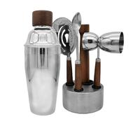 WELESHEI 6 PCS Bar Tool Set Cuisine Kit de Barman en Acier Inoxydable avec Pilon, Double Jigger, Shaker, Cuillère, Passoire Whisky Boisson Mélange Essentials pour Home Bar Party Celebration Set