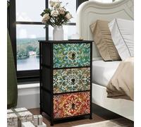 Welfuturer Commode à 3 tiroirs en tissu - Armoire étroite - Style bohème - Coiffeuse - Armoire de rangement pour chambre à coucher - Armoire industrielle pour salon, chambre d'enfant, couloir