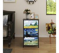 Welfuturer Van Gogh Commode à 3 tiroirs en tissu - Armoire de rangement pour chambre à coucher, couloir, salon, chambre d'enfant