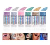 Welhammsae Paillettes Visage, 6 Pièce Body Glitter Gel, Paillette Maquillage Pailleté Corps, Sirène Paillettes Chunky Glitter Liquide pour cheveux, Corps, Visage, Ongles