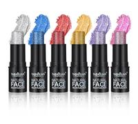 Welhammsae Paillettes Visage, 6 Pièce Body Glitter Gel, Paillette Maquillage Pailleté Corps, Sirène Paillettes Chunky Glitter Liquide pour cheveux, Corps, Visage, Ongles