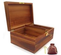 WELITTCON Boîte de rangement rustique en bois d'acacia, 28 x 21,6 x 12,7 cm, marron, capacité de 2,3 kg, boîte à souvenirs verrouillable