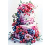 WELIWE 5D Broderie Diamant DIY Diamonds Painting Kit Mosaïque Canevas Strass Peinture Murale pour Adultes Debutant Décoration Gâteau aux fruits 40x50 cm